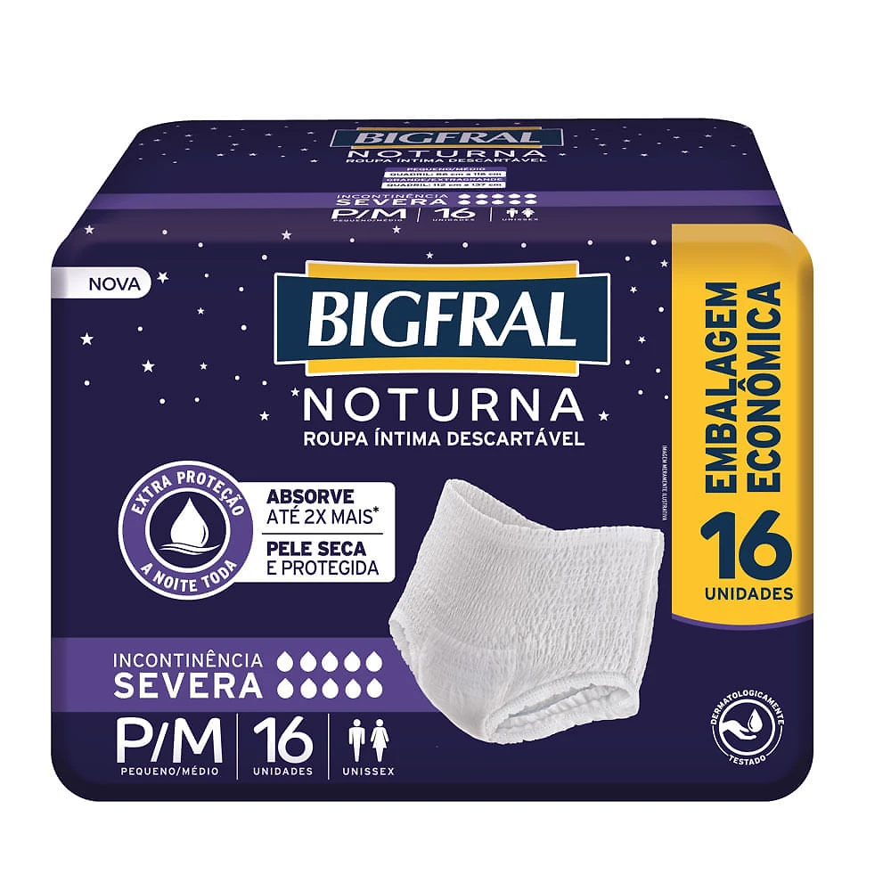 Roupa Intíma Bigfral Noturna P/M 16 Unidades