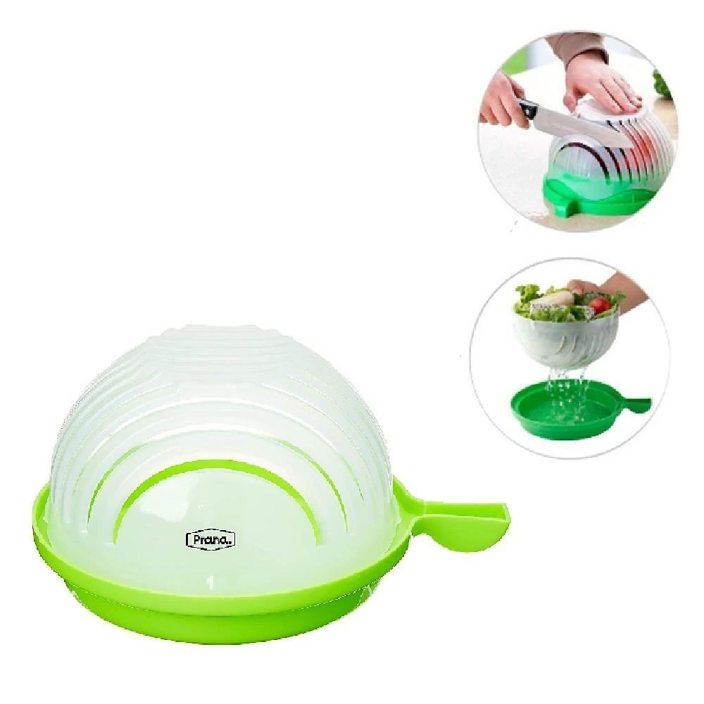 Tigela Secador Cortador 2 em 1 Multifuncional Polipropileno Design Giratório para Saladas e Legumes