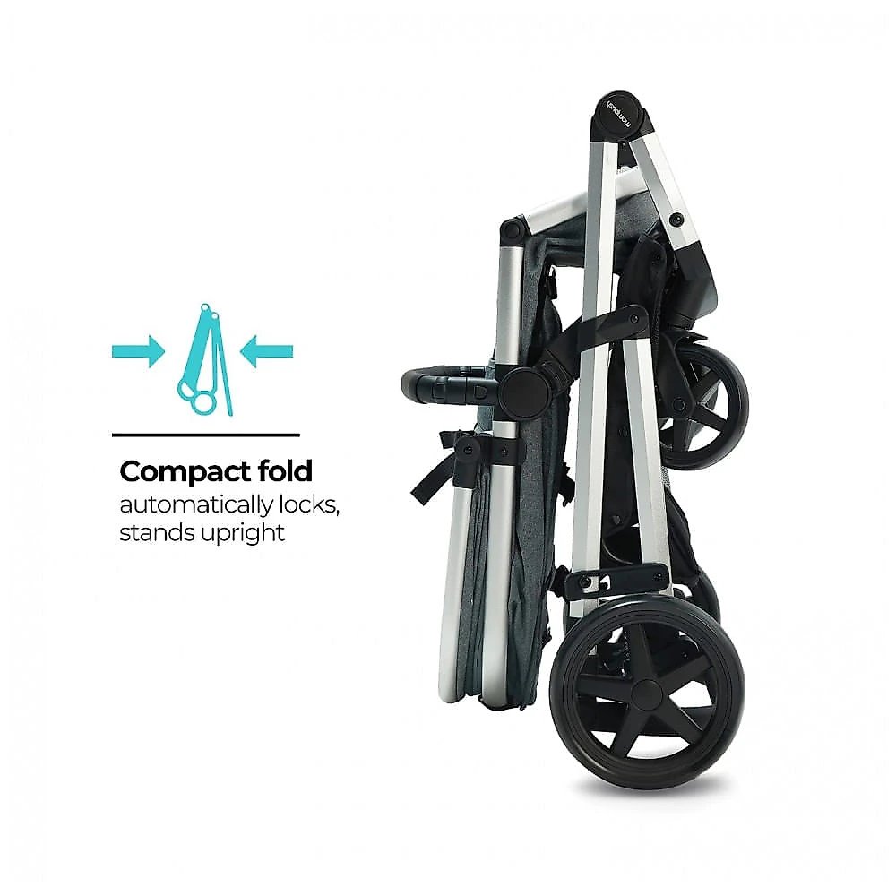 Carrinho de Bebê para Passeio 2 em 1 com Modo Berço, Compatível com Assento de Carro Infantil, Mompush, Cinza