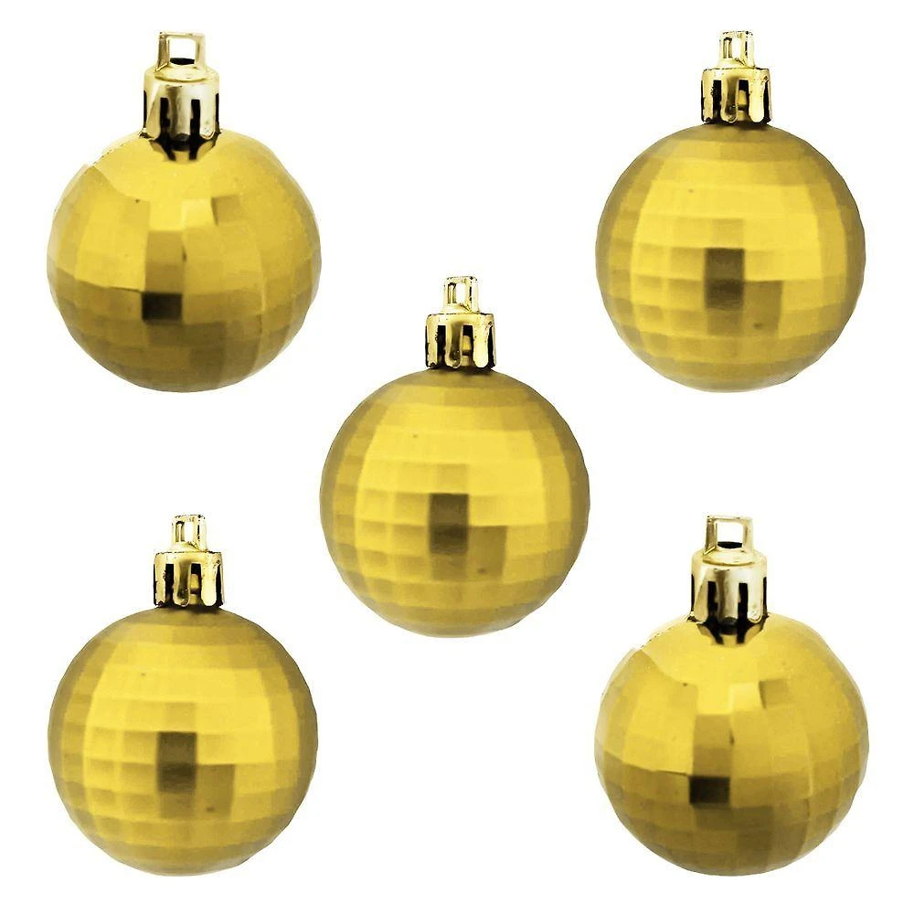 Bola De Natal Dourada Facetada 4cm - 12 Unidades