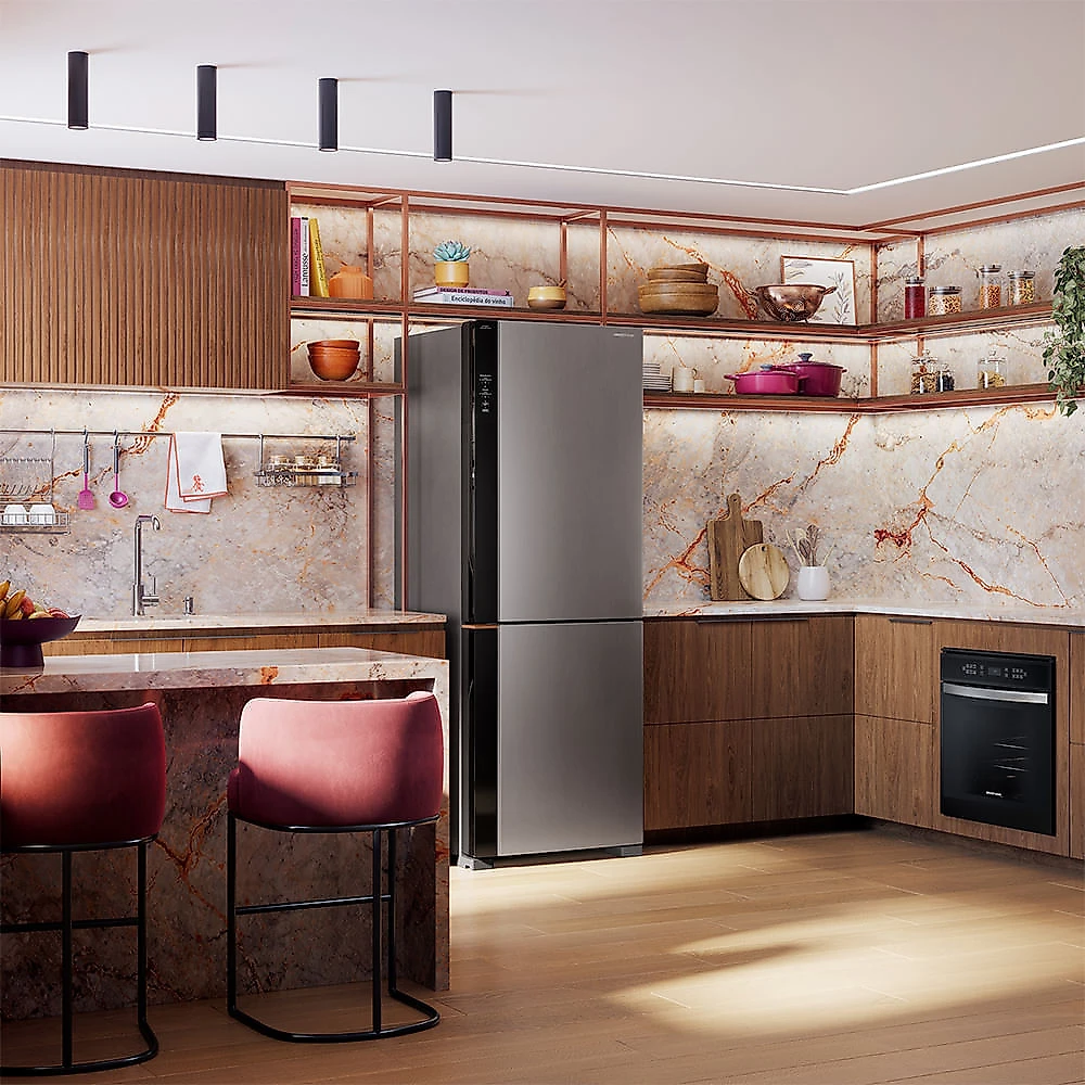 Refrigerador Brastemp Inverse Frost Free 500L Inox Classe A Inteligente com Fresh Space Bivolt - BRE66AK Bivolt