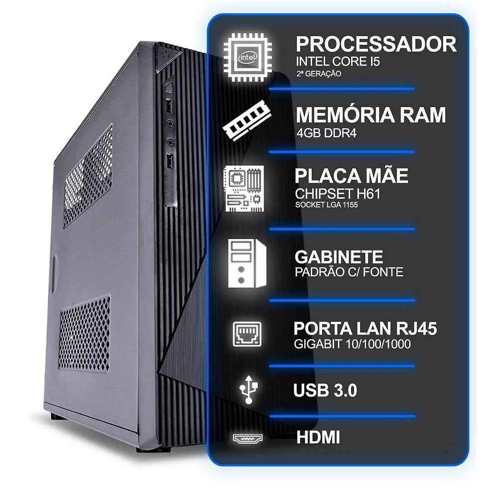 Computador Desktop Intel Core I5 2a Geração 4GB Ram sem Ssd sem Sistema Operacional