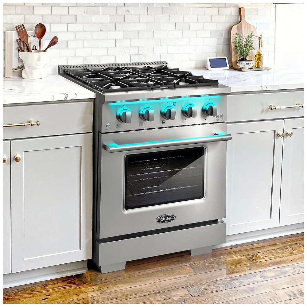 Fogão 4 bocas 76cm Cosmo inox Vista forno a gás 99L convecção 110V