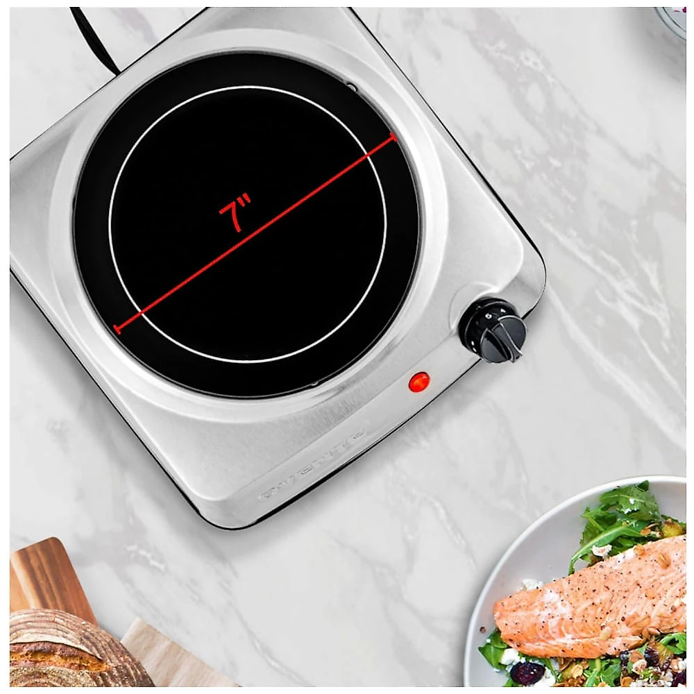 Cooktop Elétrico de Infravermelho Portátil de Vidro Cerâmico com 5 Níveis de Temperatura e Fácil de Limpar, 110V 1000W, OVENTE BGI101S, Prata 110v