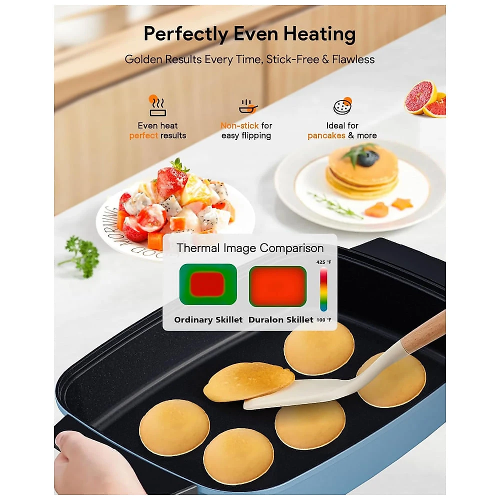 Panela Elétrica Skillet 7L Nuwave Medley XL Azul Digital Antiaderente Cerâmica PFAS Free com Tampa de Vidro 110V