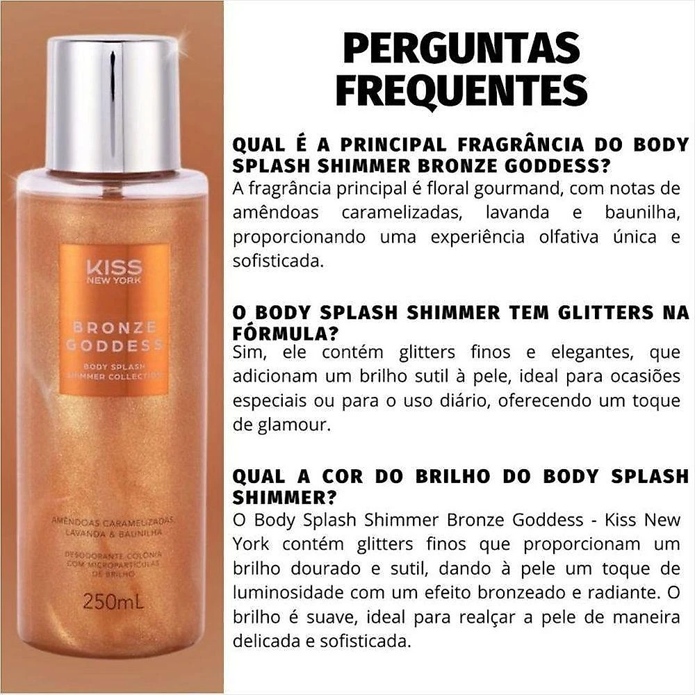 Body Splash Simmer Bronze Goddess Feminino 250ML Kiss New York
