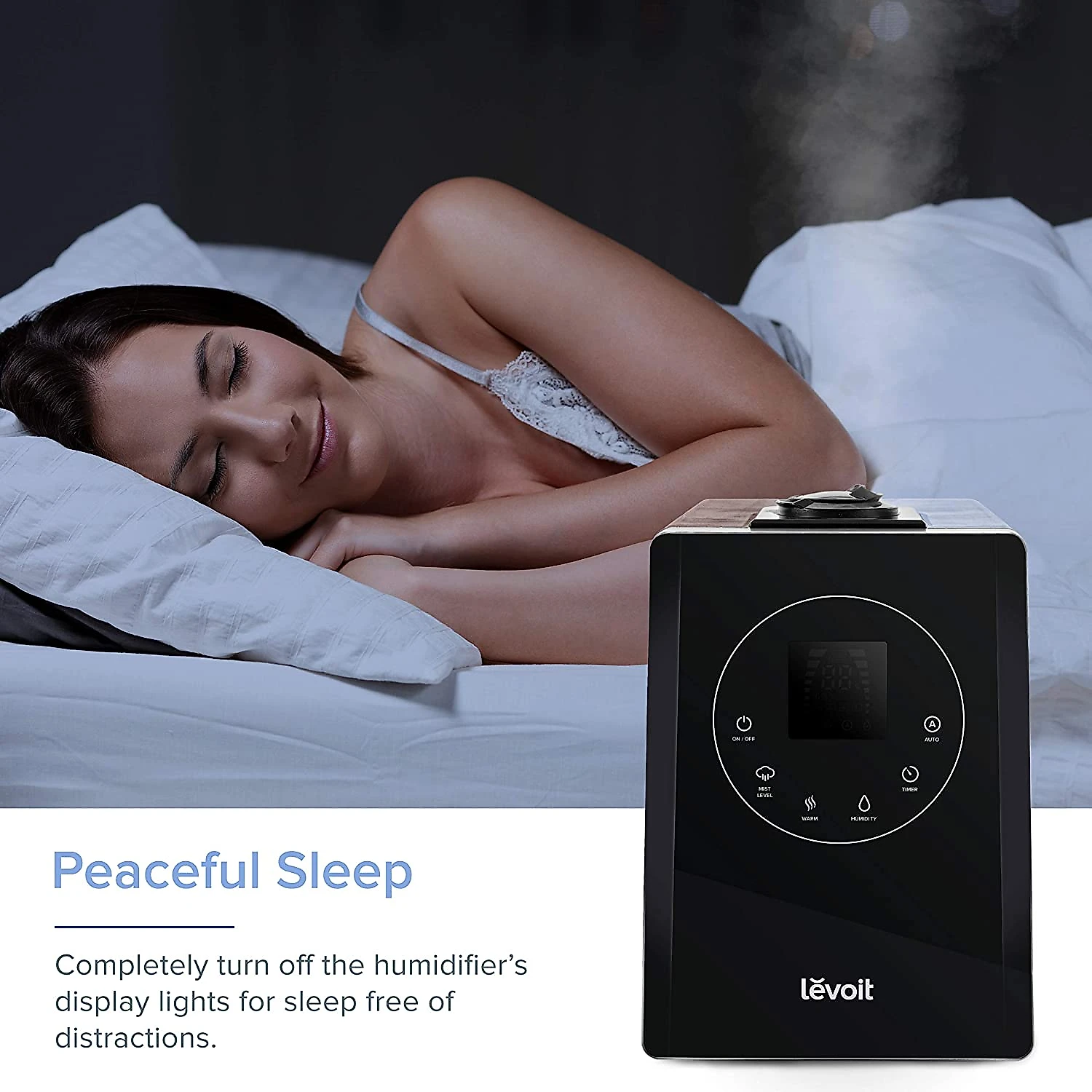 LEVOIT Umidificador Ultrassônico Portátil 6L com A romaterapia até 60H Área 70m2 110V Preto
