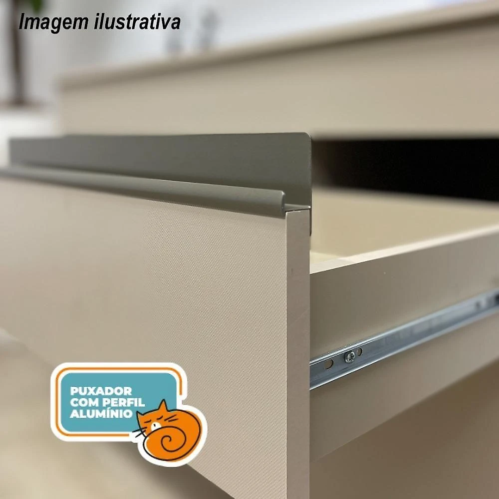 Armário de Cozinha Completa Madrid 9 Portas 1 Gaveta MDF 280cm Amadeirado Texturizado