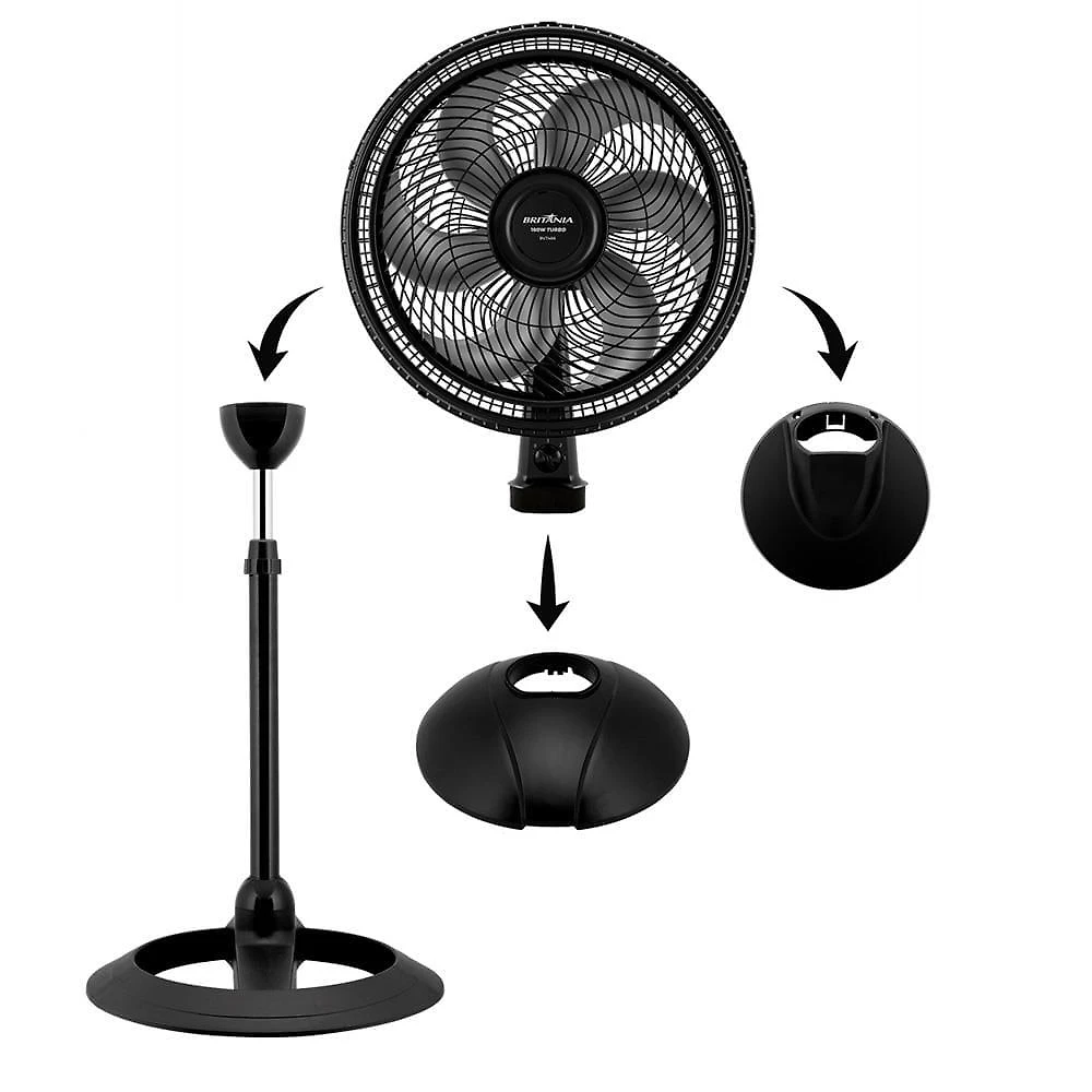 Ventilador de coluna britânia bvt466 maxx force 40cm com 3 velocidades, 6 pás e 160w - preto