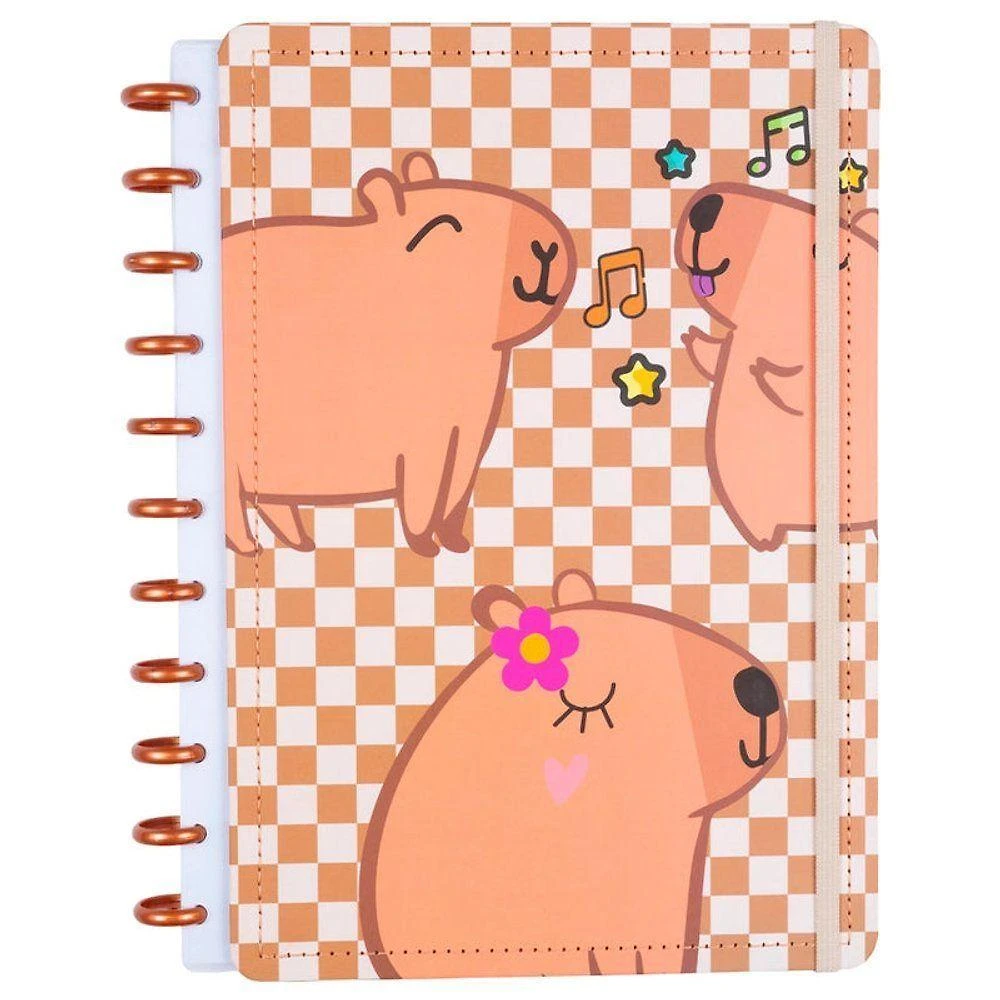 Caderno Capivara Grande g Capa Dura Disco Reposicionável 60 Folhas Pautadas