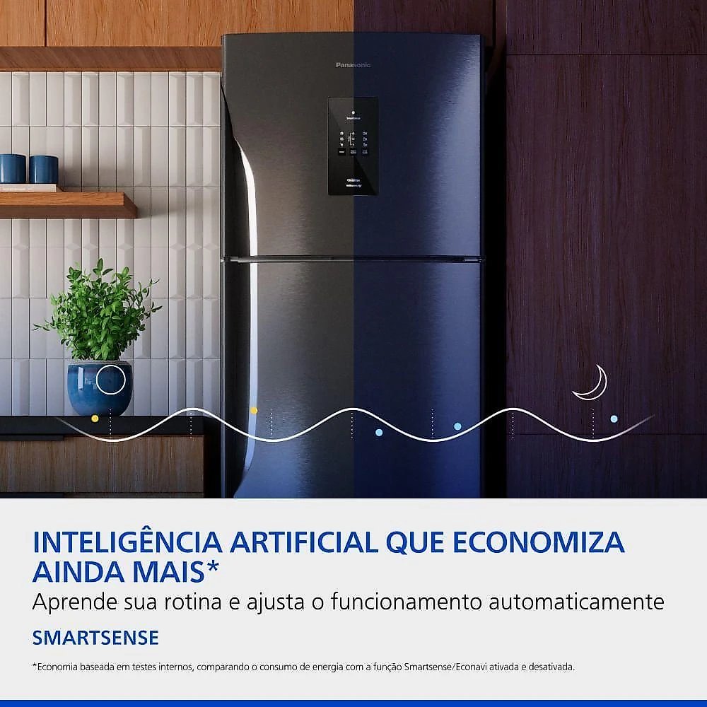 Geladeira Panasonic BT71 Black Inox Look Duplex Frost Free 494L Inverter A - NR-BT71PV4BA 110V