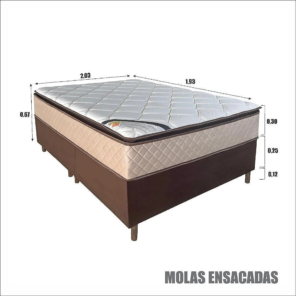 Colchão King Molas Ensacadas Fiori D33 Pillow Top Americano 193x203x67CM Bege Bom Pastor Móveis webcontinental-7908051464853