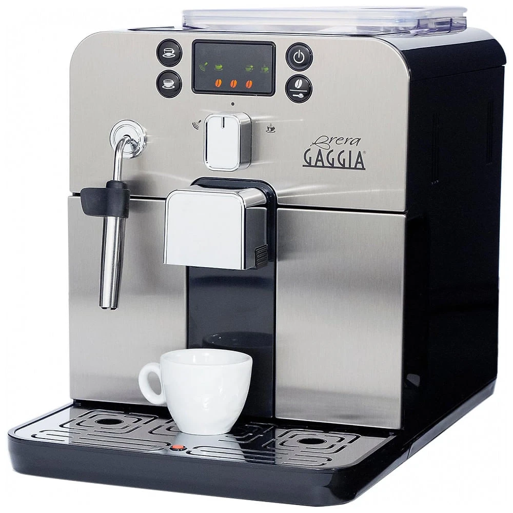 Máquina de Café Expresso em Aço Inoxidável com Bocal de Leite e Tela LED, 110V, Gaggia, Preta