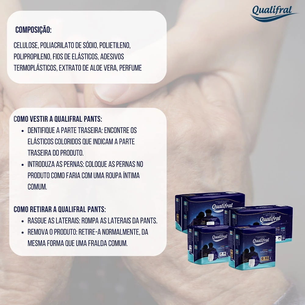 Miniatura Fralda Geriátrica Qualifral Pants Noturna P/M 16 Unidades
