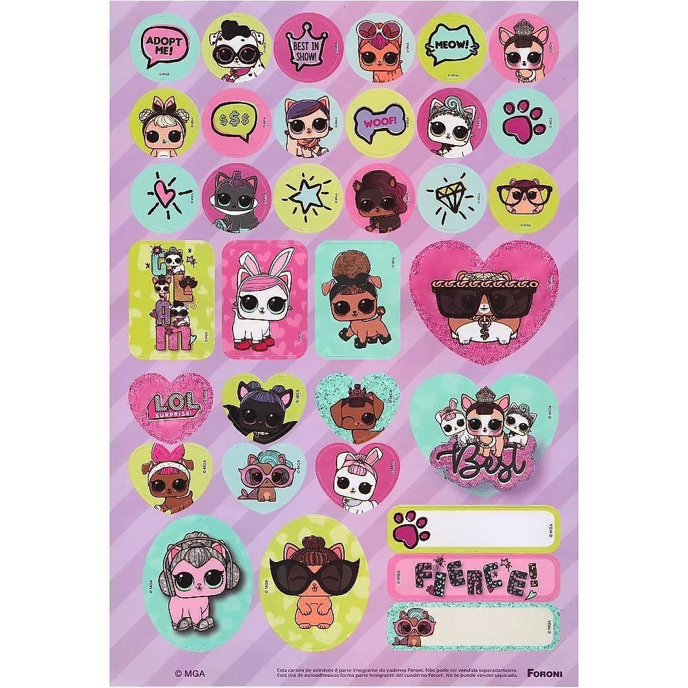 Caderno Espiral Capa Dura Foroni Lol Pets 1 Matéria 96 Folhas Pautadas Formato 200X275MM