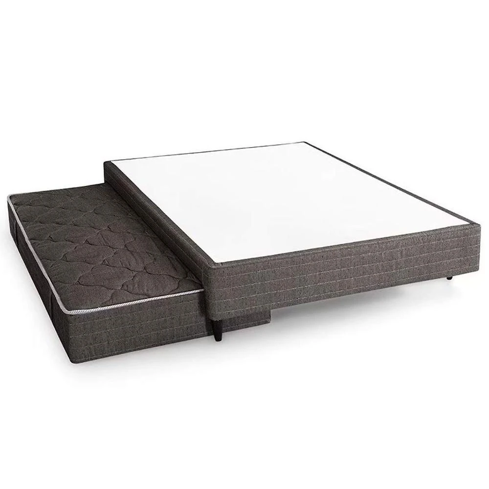 Cama Box com Baú Solteiro Hotel Molas Box Auxiliar MH1400 Estrutura em Madeira Cinza Herval