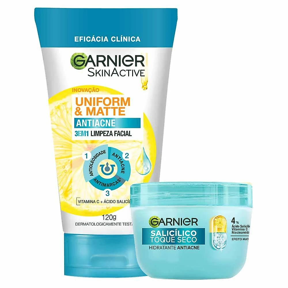 Garnier skin antiacne kit - hidratante facial + sabonete facial 3 em 1