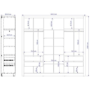 Guarda-Roupa Casal Bartira Village com 3 Portas, 4 Gavetas, Espelho e 243,1 cm de Largura Areia/Peroba