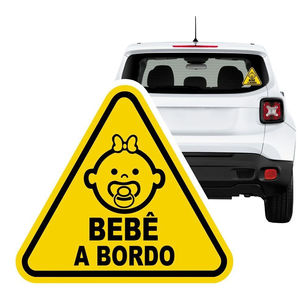 Adesivo Bebê A Bordo Menina Em Vinil Sem Resina Preto
