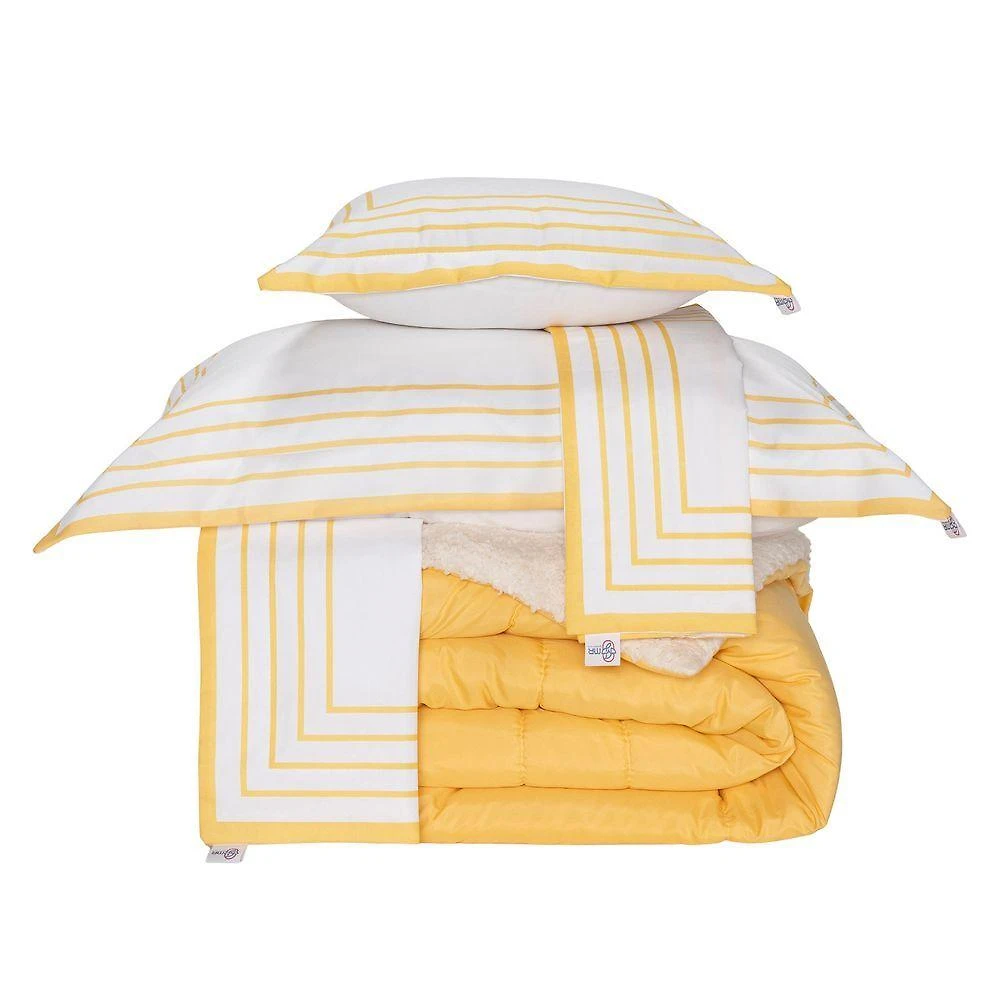 Kit 5 Pçs Coberdrom Casal Queen Soft Hipercal 400 Fios Dupla Face Amarelo