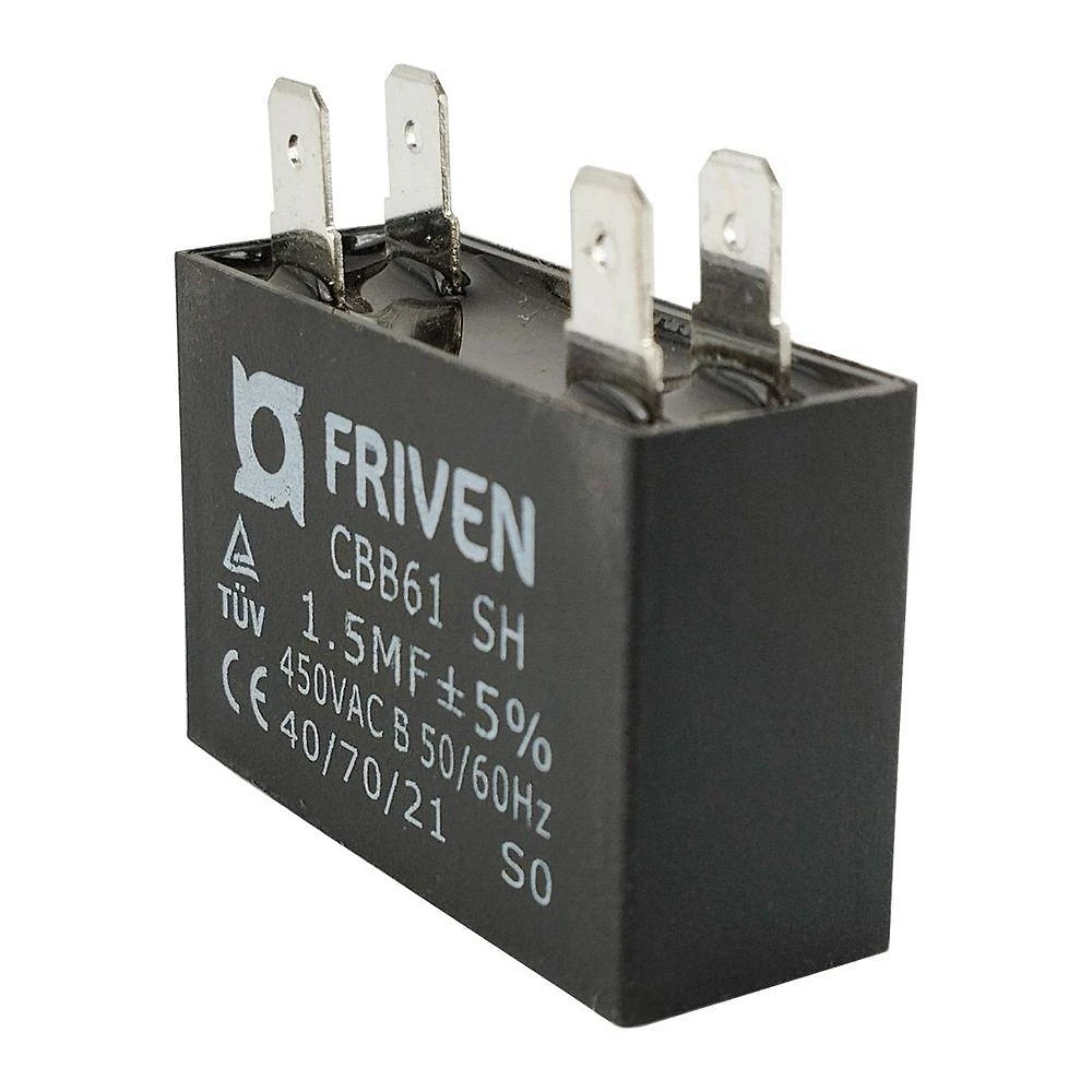 Capacitor Caixa Preto 1.5 Uf 450v Quadrado