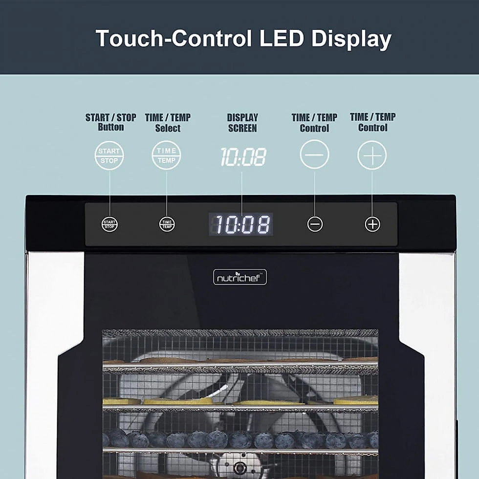 Desidratador de Alimentos com 10 Bandejas em Aço Inoxidável, 110V 900W, NutriChef