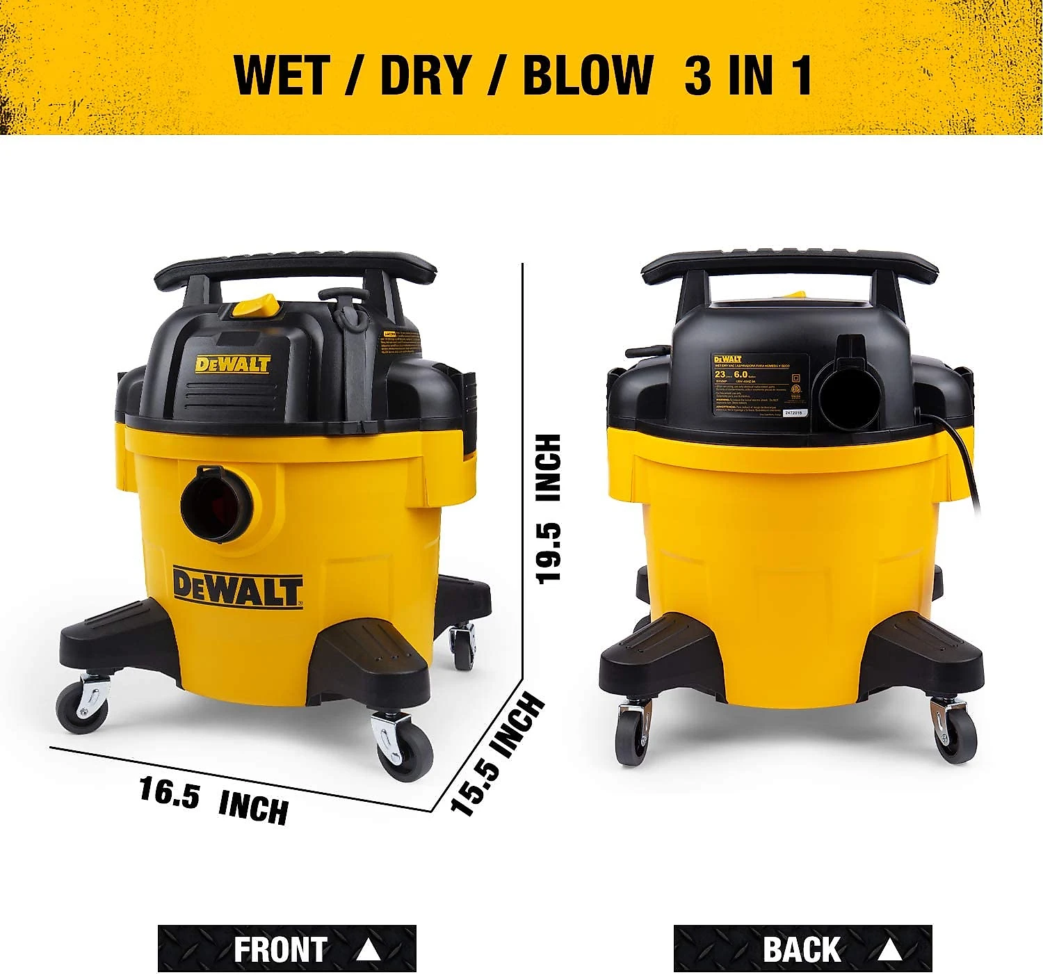 DEWALT DXV06P 6 gallon Poly WetDry Vac Yellow