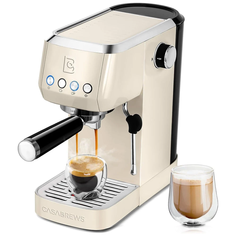Mquina de Caf Expresso Profissional 20 Bar com Vaporizador de Leite e Tanque de gua Removvel de 1,4L, 110V 1350W, CASABREWS, Creme