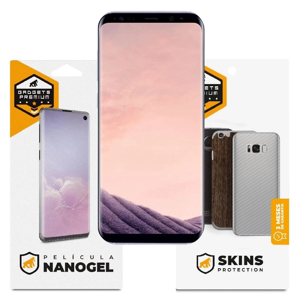 Película Nano Gel Dupla + traseira fibra de carbono para Samsung Galaxy S8 Plus - Gshield (Cobre toda tela)