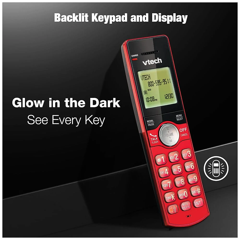 Telefone sem Fio VTech com 2 Aparelhos para Casa, Identificador de Chamadas e Viva-Voz, Visor Iluminado, Modo ECO Silencioso - CS69192R 2 Aparelhos