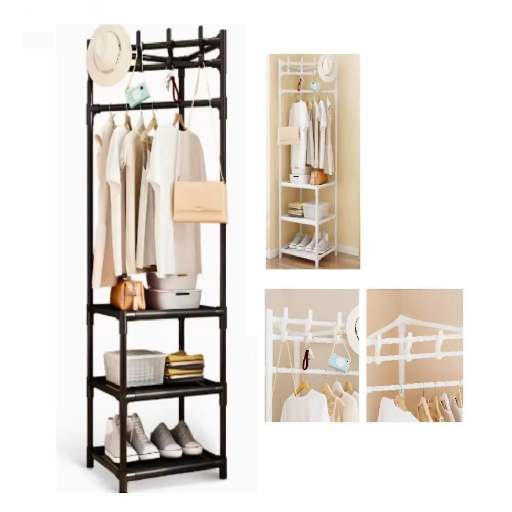 Organizador de Roupas 3 Prateleiras com Cabideiro 60CM Plástico Preto