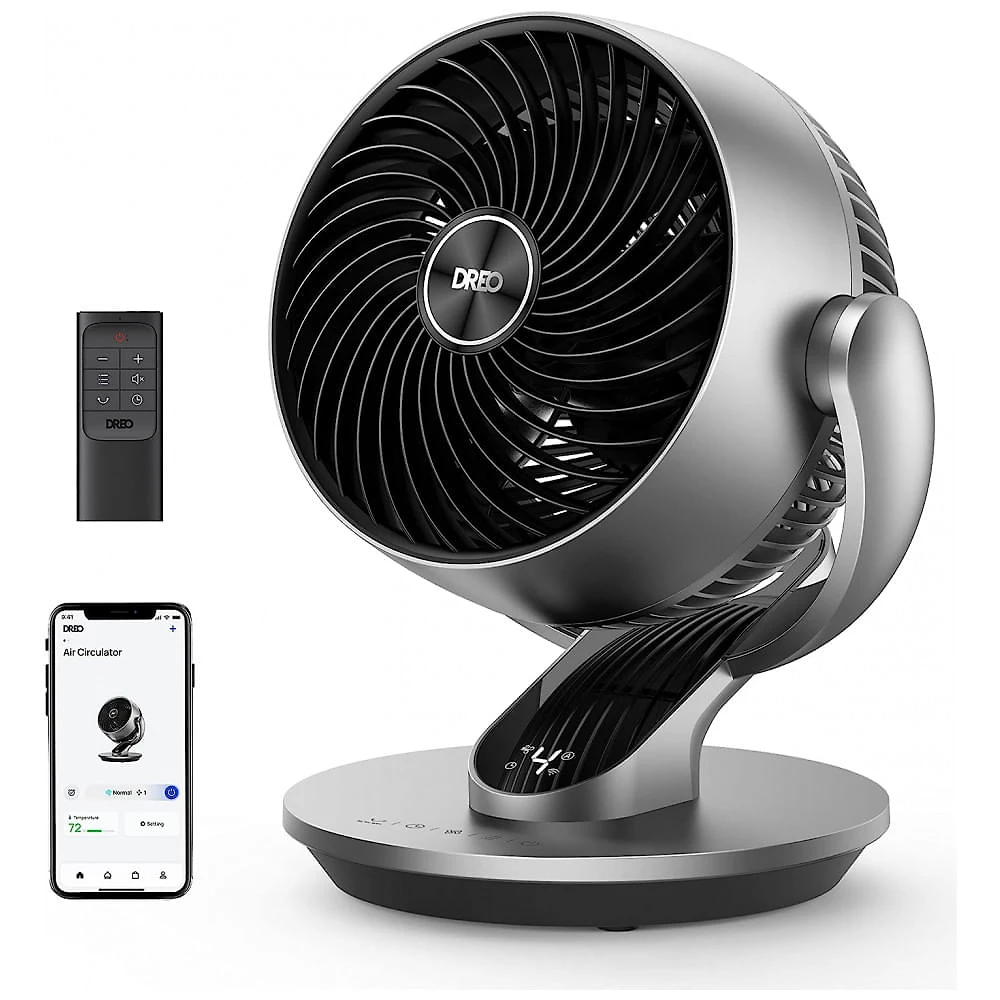Ventilador de Mesa Inteligente com 4 Velocidades, 5 Modos, Temporizador, 110V, Dreo, Prata