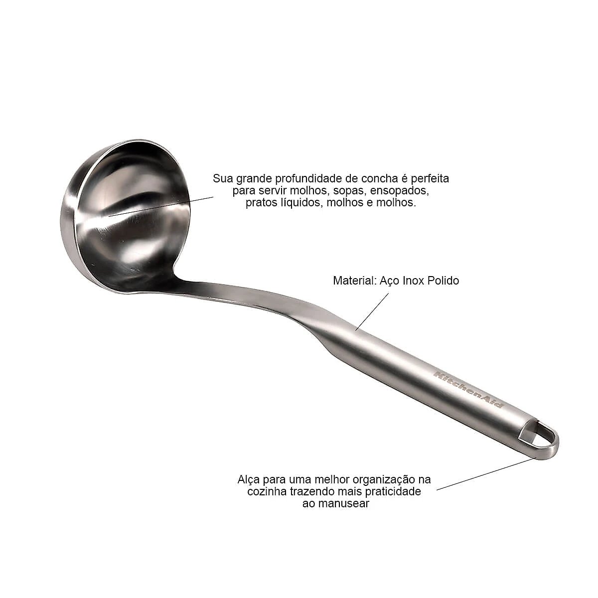 Concha Premium de Aço Inox com Alça - KitchenAid
