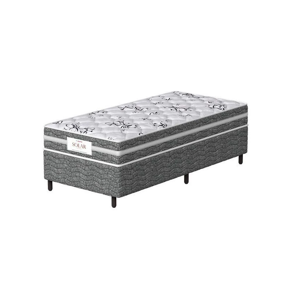 Conjunto Box Solteiro Mola Ensacada Prodormir Solar Bambu Cinza