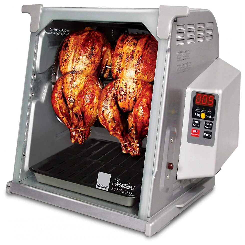 Churrasqueira Grill Rotisserie com Temperatura Ajustável e 3 Modos, 110V 1500W, Ronco, Cinza