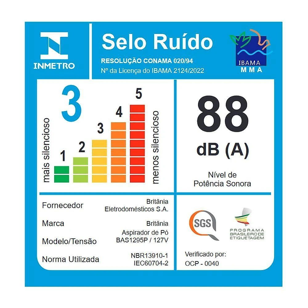 Aspirador De Pó Vertical Britânia 2 Em 1 BAS1295P 1250W 110V