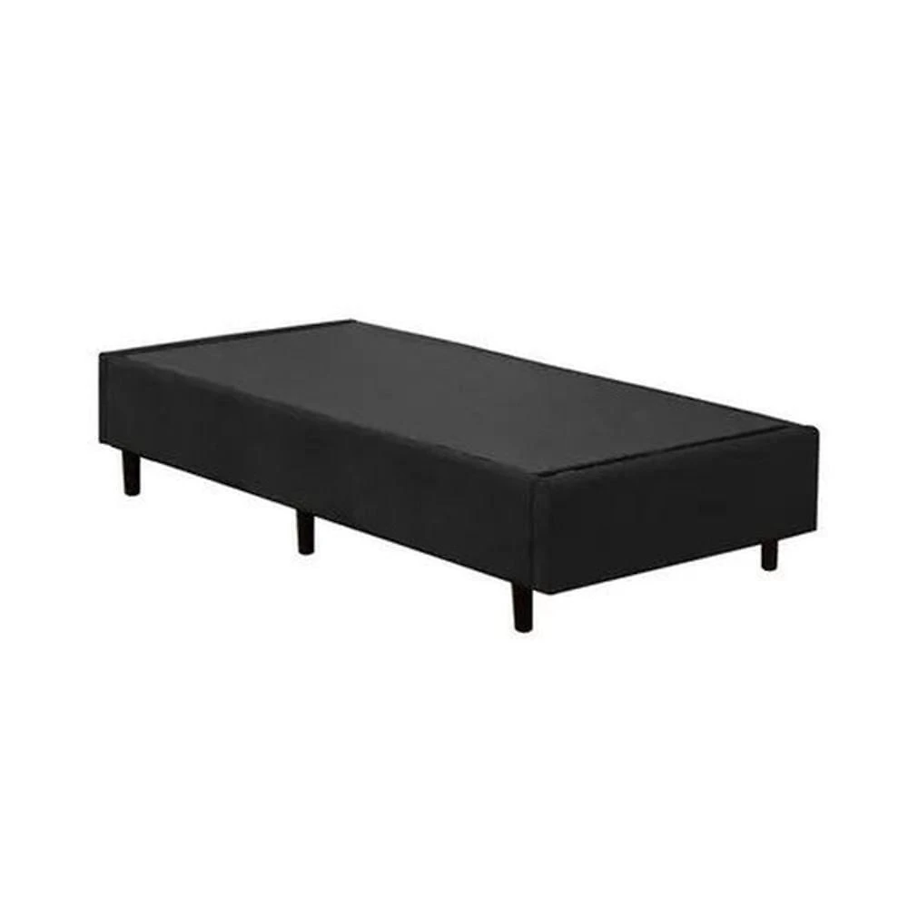 Base Box Solteiro Preto Suede 88x188
