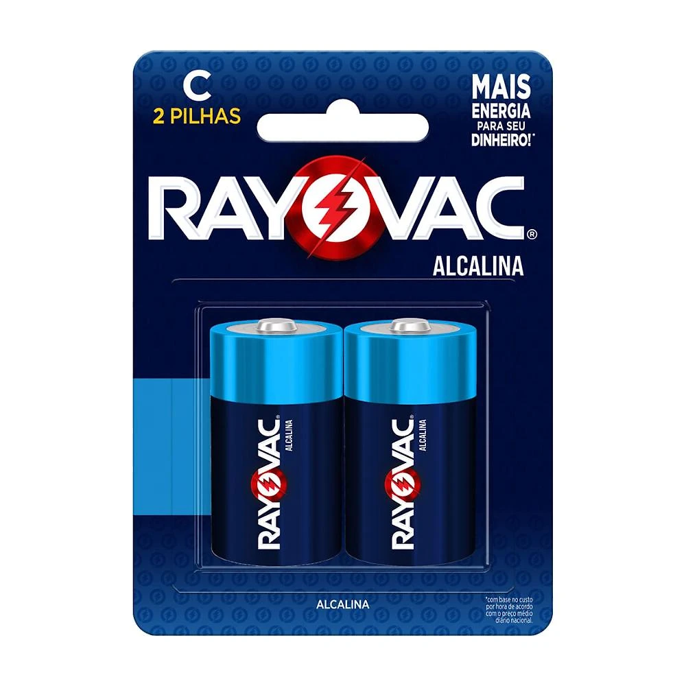 Pilha alcalina c2 média 2 unidades rayovac