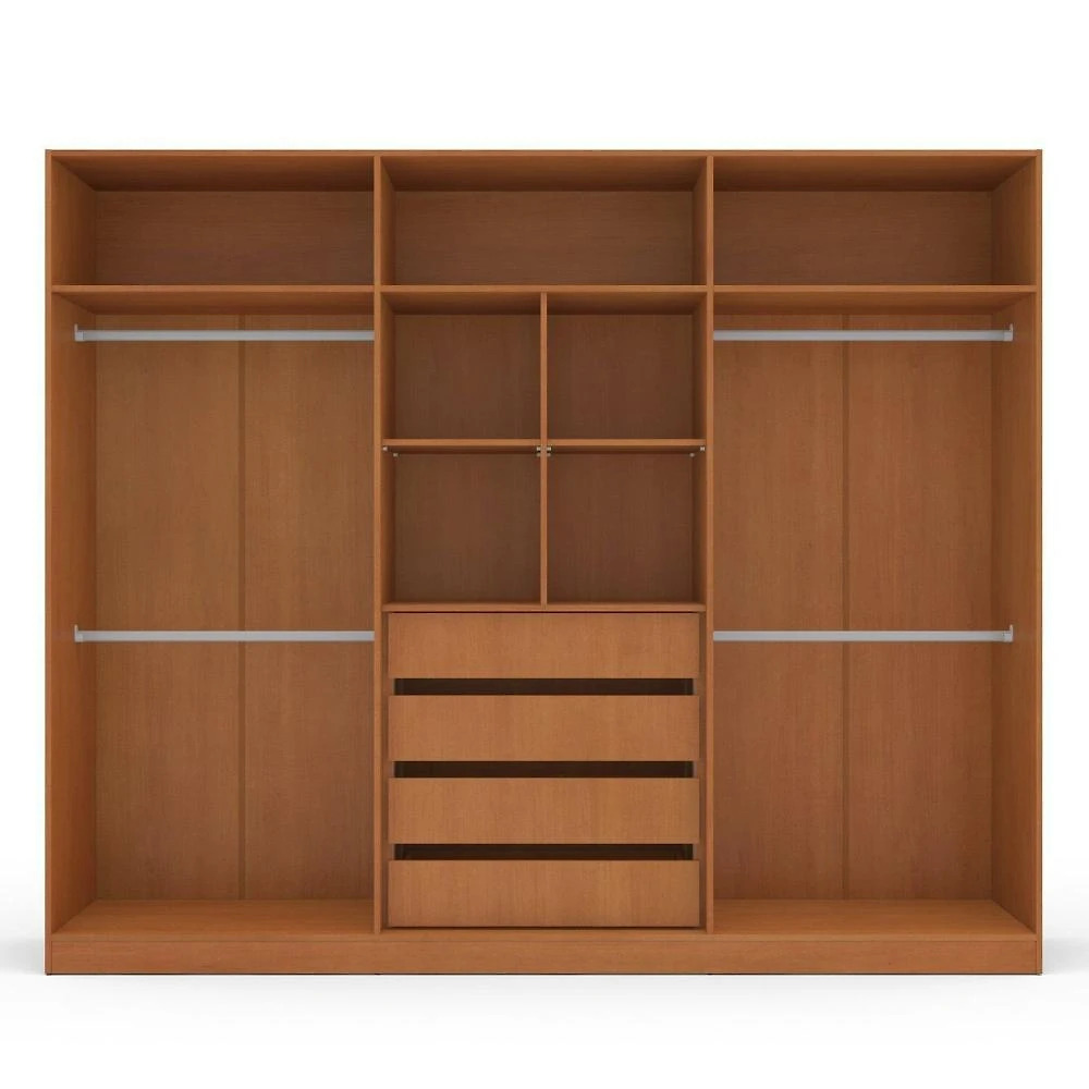 Miniatura Guarda Roupa 6 Portas e 4 Gavetas com Espelho Valência Freijo/Creme