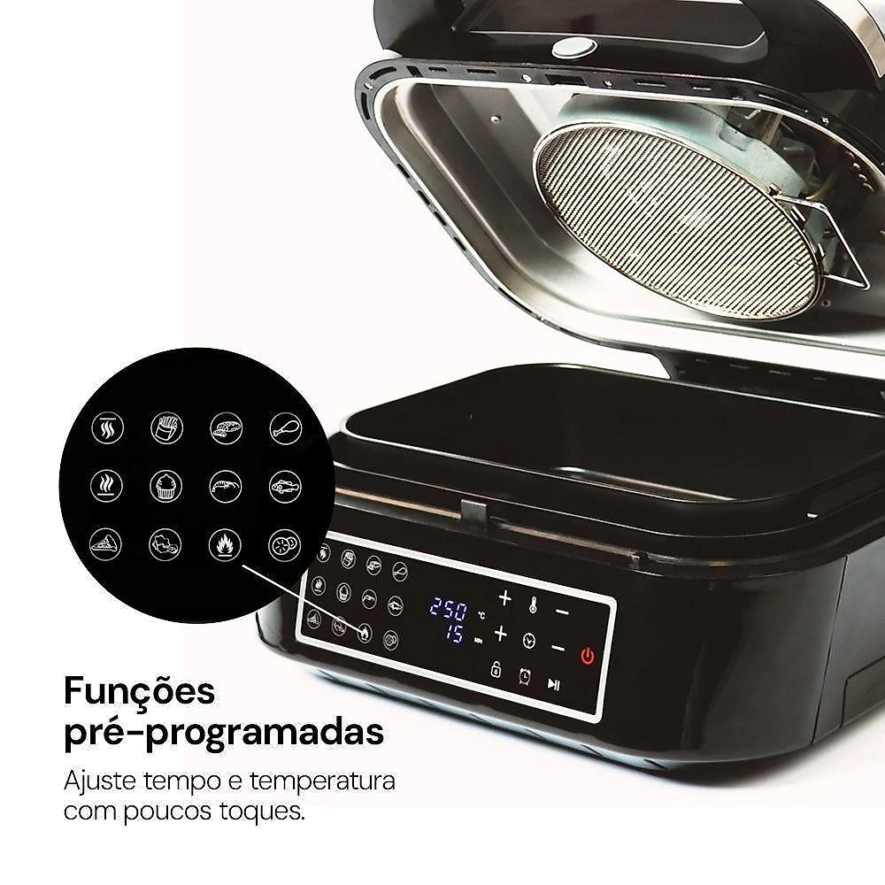 Fritadeira elétrica air fryer 12 em 1 barbecue gallant 6,5l one-touch gfe06 220v (gfe06bta-pt220)