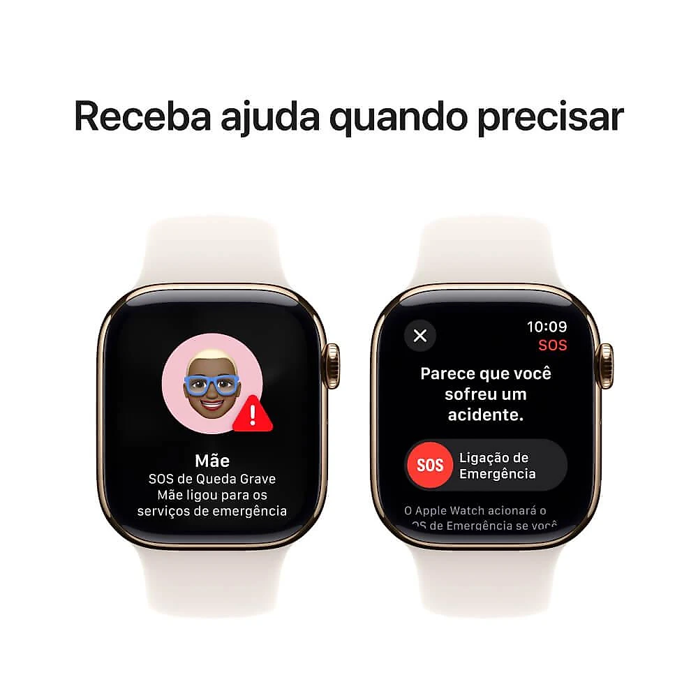 Apple Watch Series 10 GPS + Cellular • Caixa dourada de titânio – 42 mm • Pulseira esportiva estelar – M/G