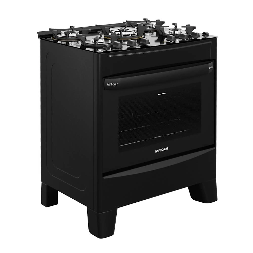 Miniatura Fogão 5 Bocas a Gás/Elétrico com AirFryer 220V Alpro 450 Realce CR234 Preto