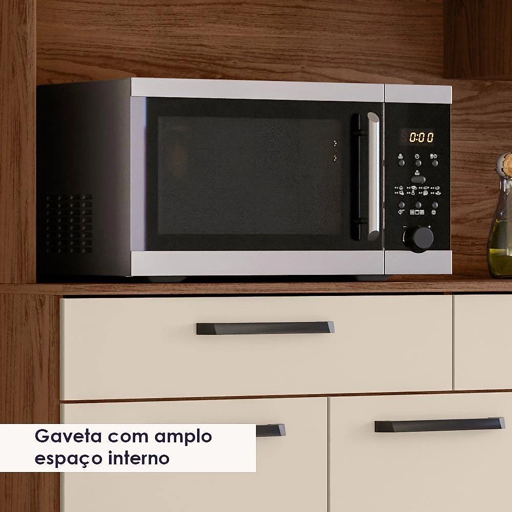 Kit Cozinha 6p 2g 132 Cm Modena Nogueira Ripado Ktp Nogueira