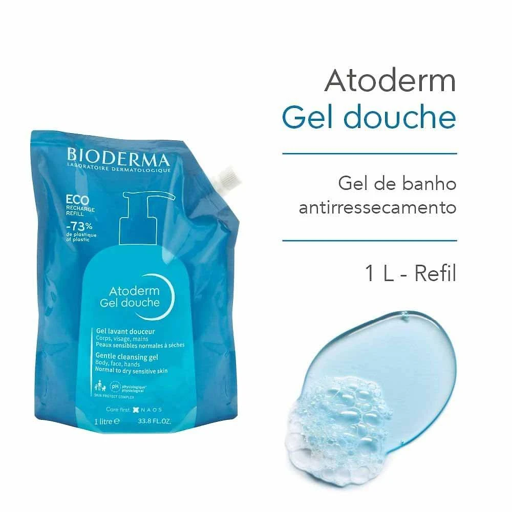 Gel de banho bioderma atoderm refil gel douche higiene diária antirressecamento
