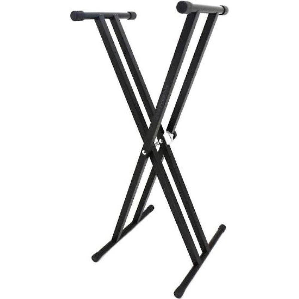 Suporte para Teclado ST420D Duplo X com Ajuste de Altura e Pés Antideslizantes Preto Hayonik