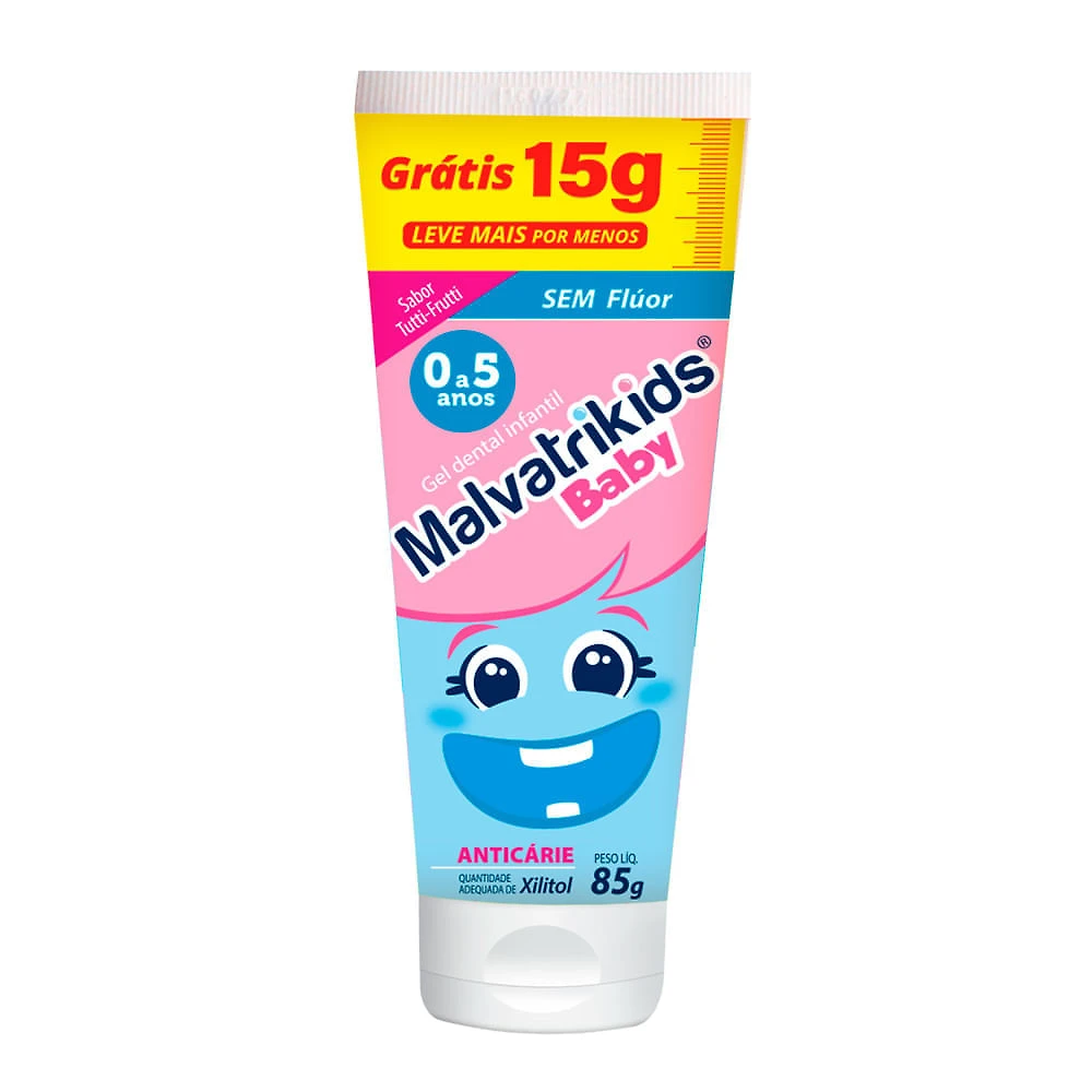 Gel Dental Malvatrikids Baby 0 a 5 Anos Sem Flúor Sabor Tutti-Frutti Anticárie 85g