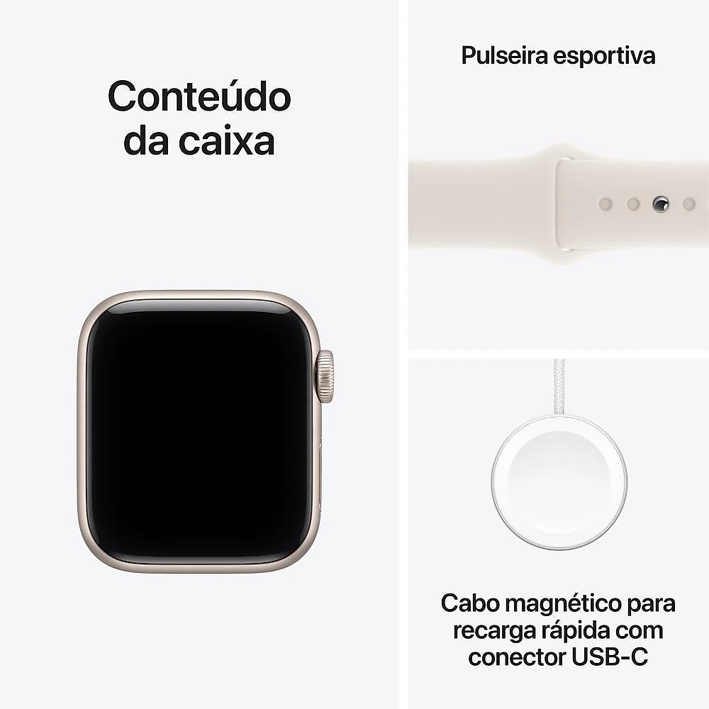 Apple Watch SE 3 GPS - Caixa estelar de alumínio – 40 mm - Pulseira esportiva estelar – M/G