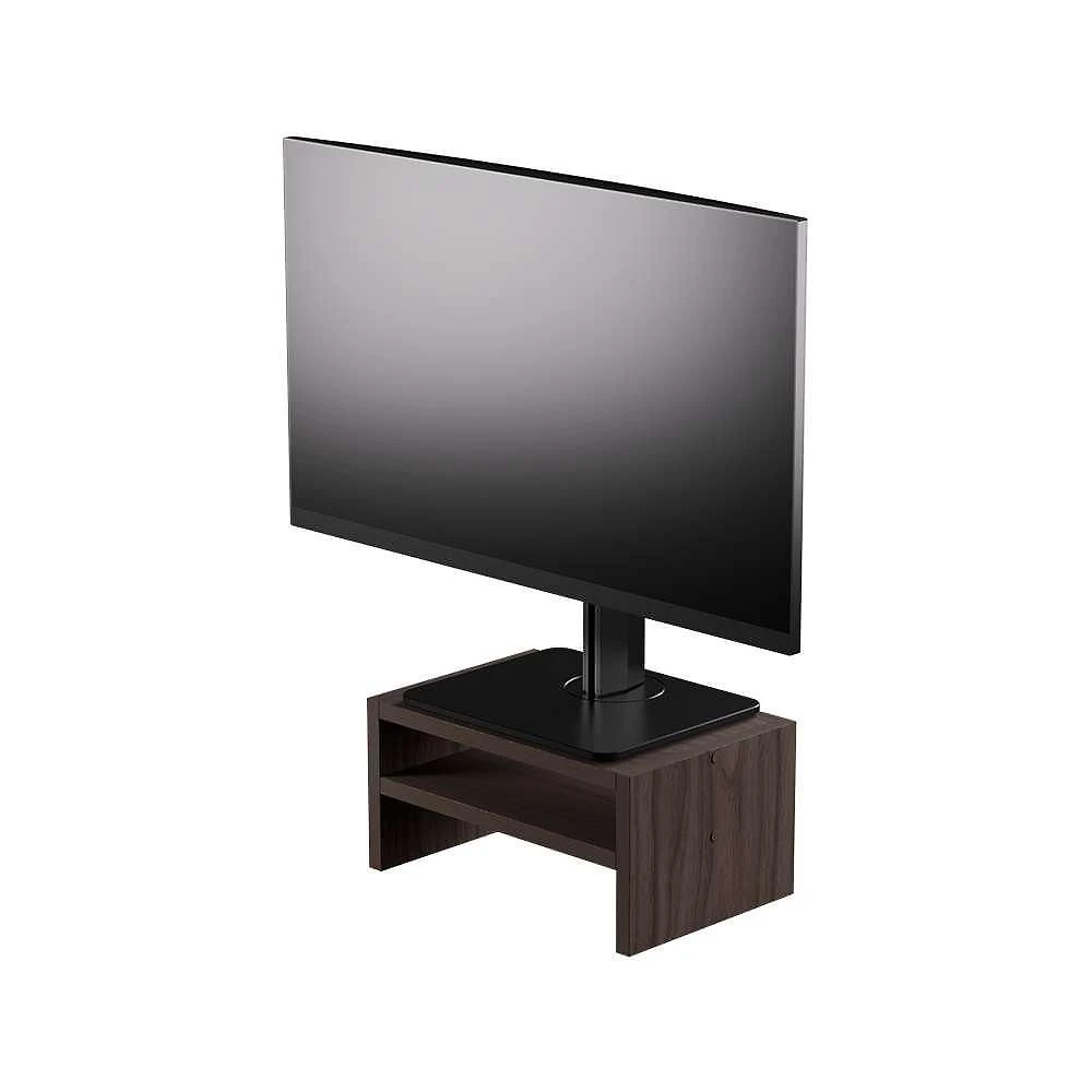Suporte para Monitor Madeira Nogal com Nicho Organização Ergonômica Marrom Mercado das Prateleiras