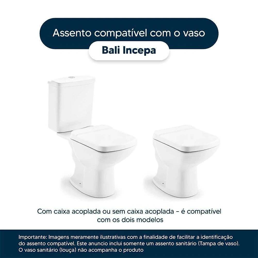 Assento Sanitário Bali Preto Para Vaso Incepa