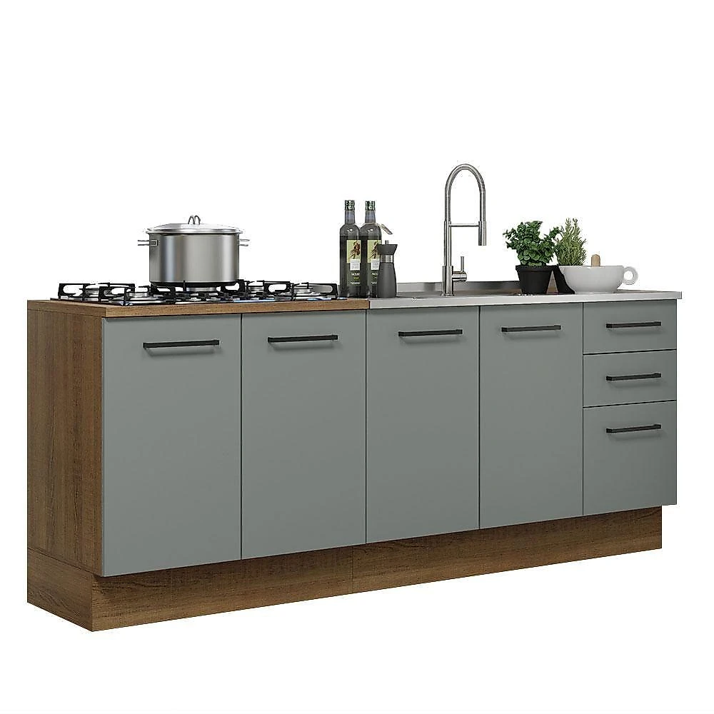 Kit Com 2 Balcões De Cozinha 3 Gavetas 4 Portas